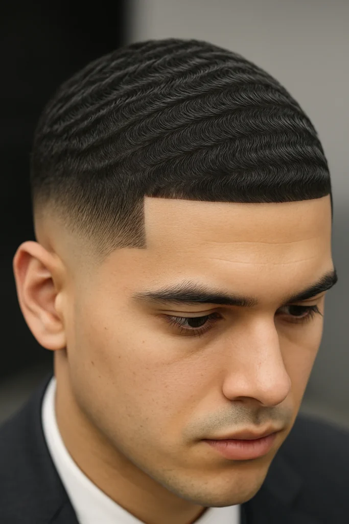 high taper fade with waves - types of high taper fade