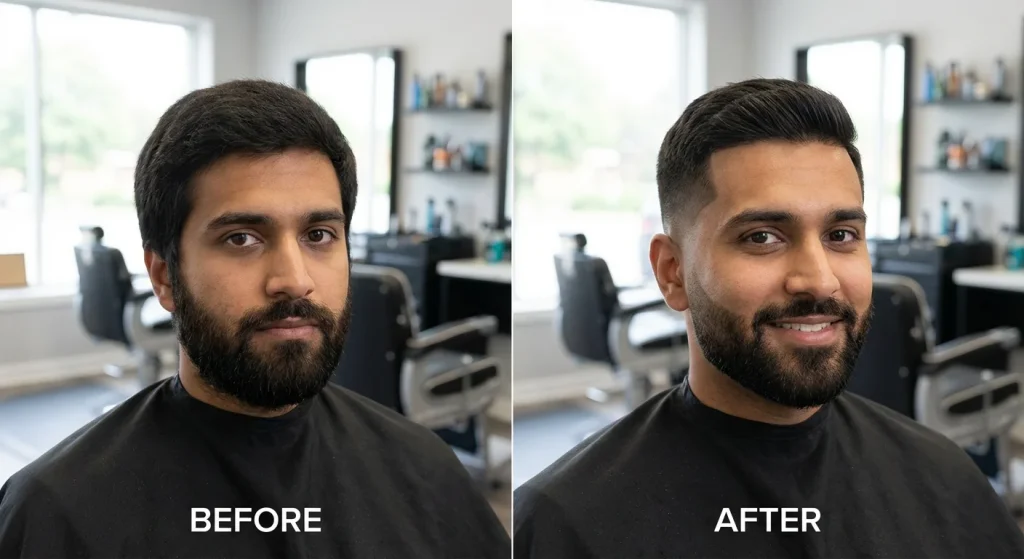 Before and after Mid Taper fade - image appearance
