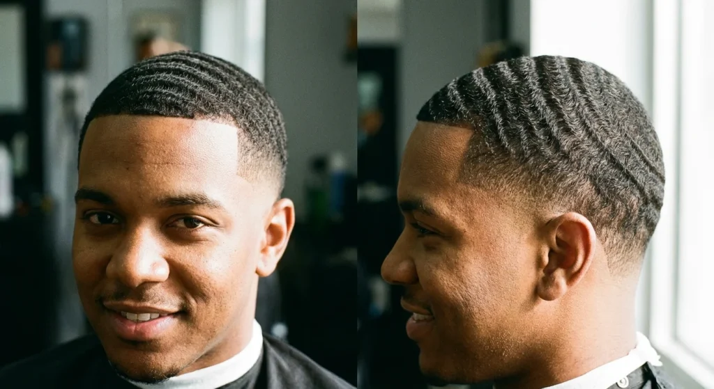 Mid Taper Fade with waves - Type 04 of Mid Taper Fade